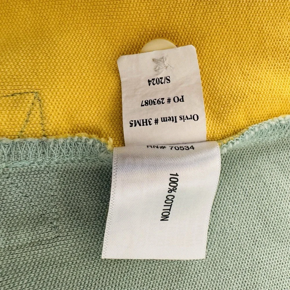 Orvis Color Block Men Medium Classic Polo Shirt‎ Short Sleeve Logo  Green Yellow